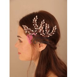 Ac metalic pentru par ACM036AA Bronz cu cristale din sticla 